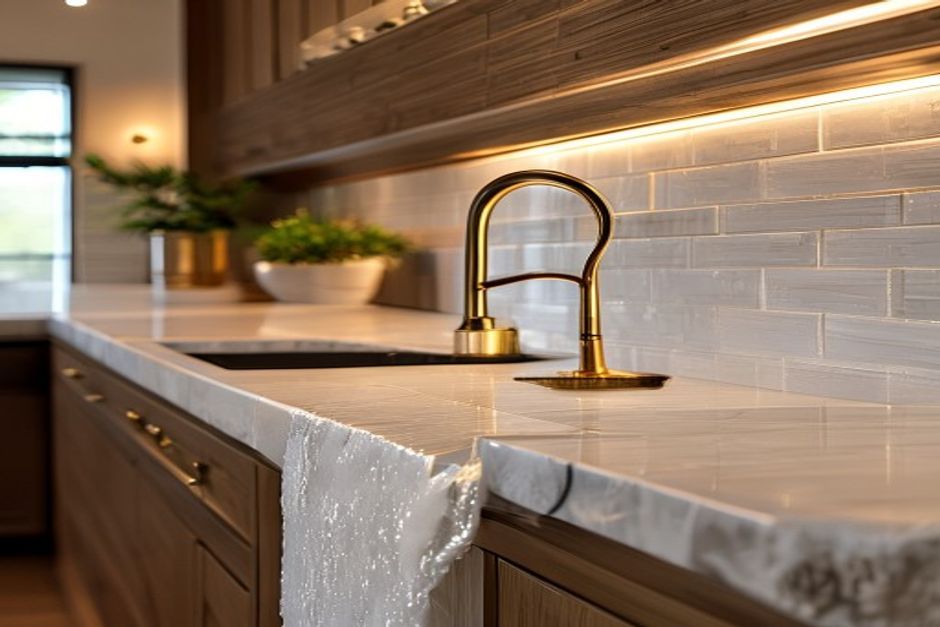 Quartz waterfall edge detail