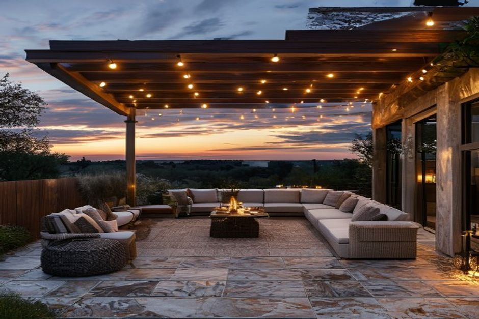 Patio sunset hill country