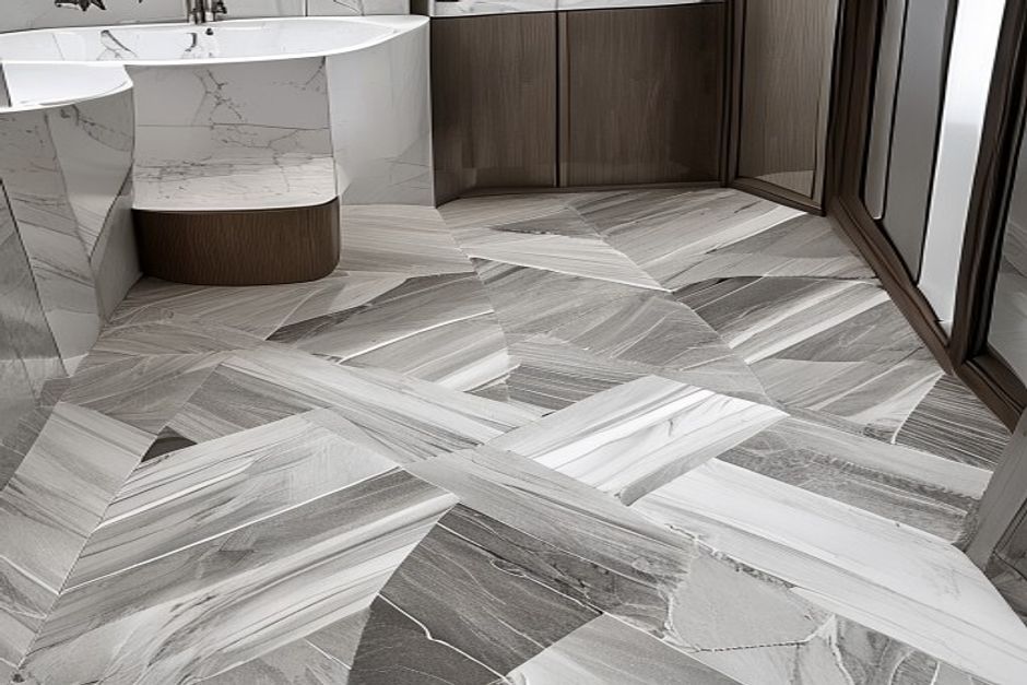 Herringbone marble floor