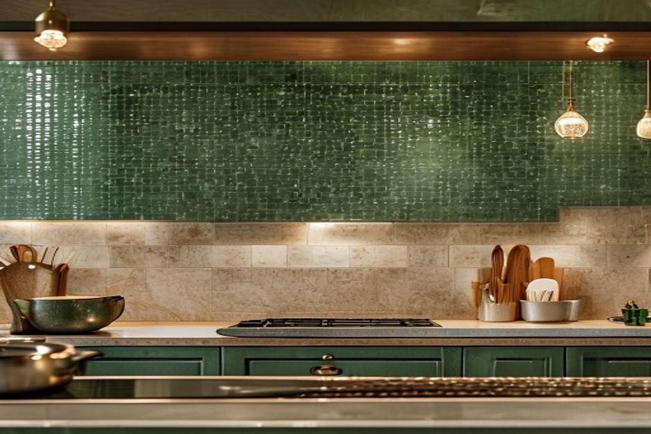 Zellige sage green backsplash